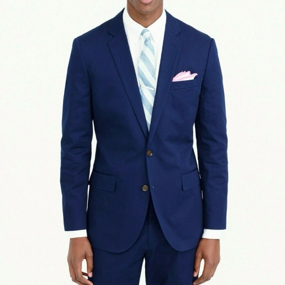 J. Crew $348 Navy Ludlow Slim-fit Suit Jacket in Italian Cotton Chino Sz 38R/M